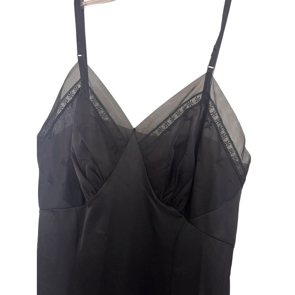 Vintage Seamprufe Sz 38 tall Nylon Black Full Slip Dress 1950's Sissy Pinup - Picture 6 of 7